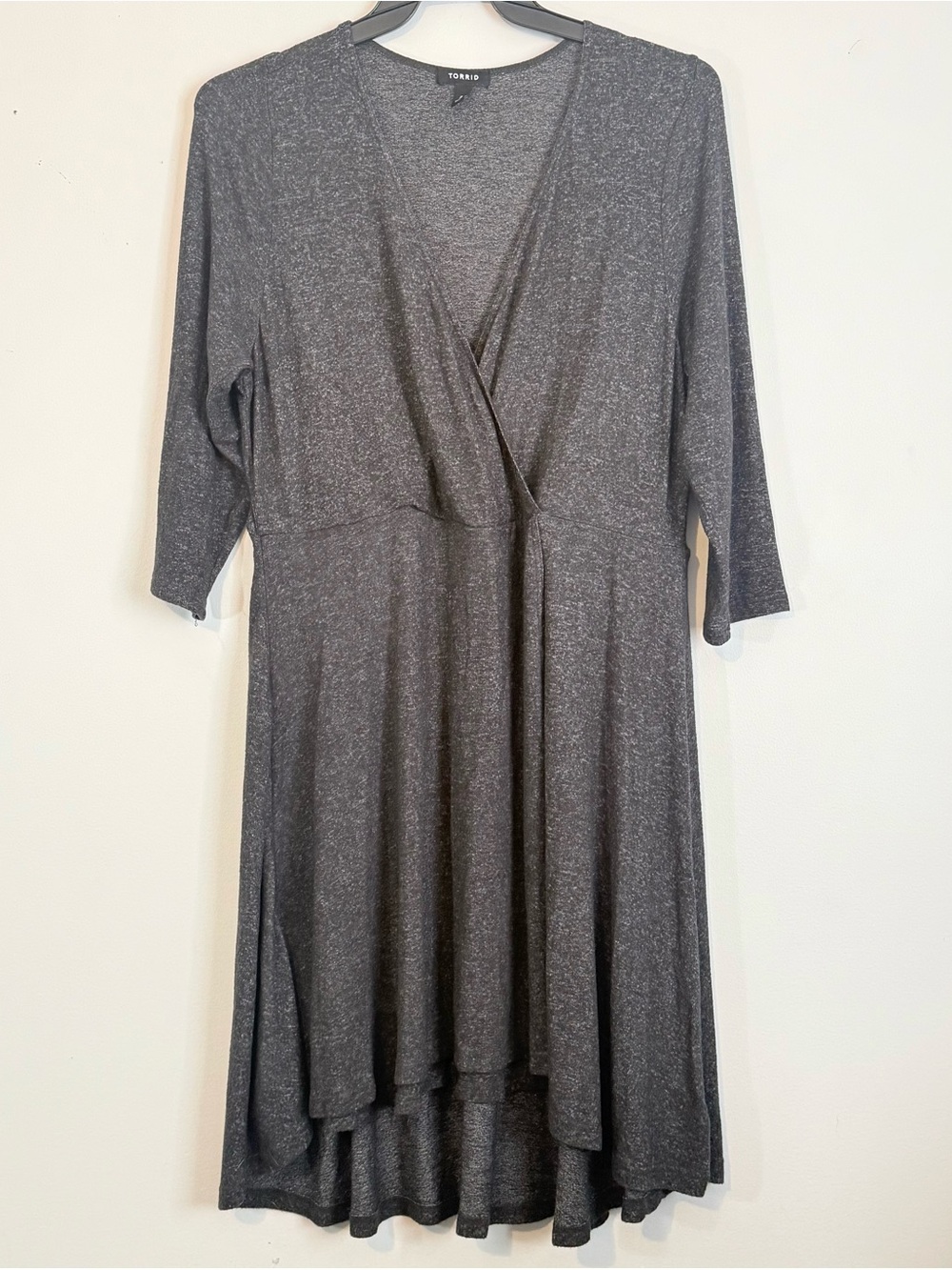 Torrid Plus Size Gray Surplice V-Neck Fit & Flare Midi Dress Size 2